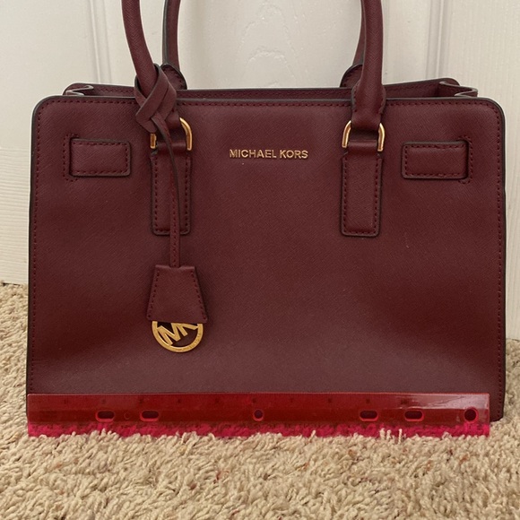 Michael Kors Burgundy Satchel with Gold Hardware, deep burgundy color - Picture 2 of 7